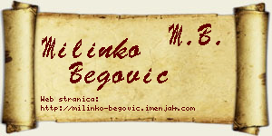 Milinko Begović vizit kartica